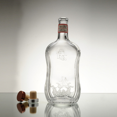 Matériau de verre à haute ciselure 750 ml Bouteille en verre Bouteilles d'huile d'olive claire Type de liège