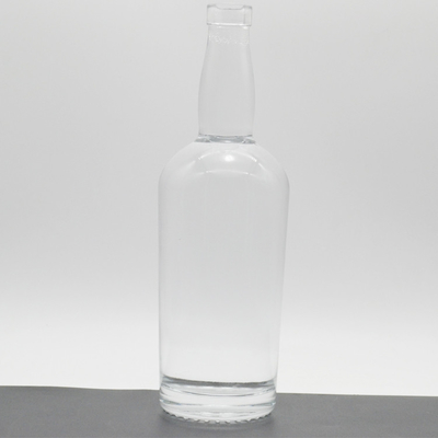 Bouteilles de whisky et de gin au rhum en verre Super Flint avec conception de relief personnalisé et bouchon en bois