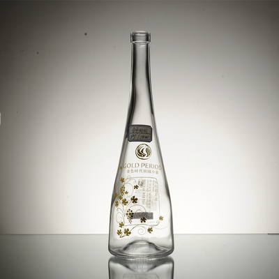 750 ml bouteille en verre transparent Vodka avec un matériau de verre à haute teneur en silex et un type d'étanchéité en liège
