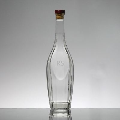 Bouteille en verre d'alcool haute et mince pour le whisky/brandy/vodka scellée avec un bouchon qui tourne