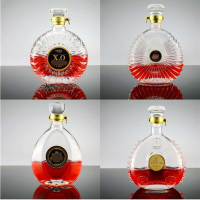 750 ml bouteilles en verre en forme de guitare pour le cognac Vodeka vin peint en couleur et durable