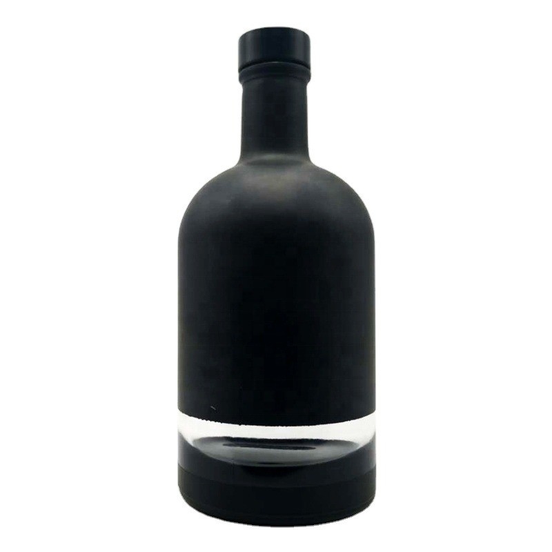 Bouteille en verre glacée claire ronde de 700 ml de 750 ml de rhum de boisson de vodka