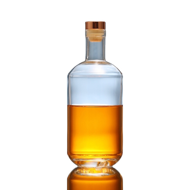 Bouteille en verre circulaire transparente pour le whisky et la vodka 200 ml 375 ml 500 ml 750 ml 1000 ml