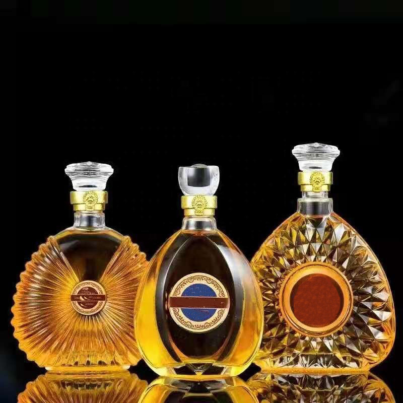 Bouteilles vides en verre de 750 ml pour les boissons alcoolisées de luxe en matériau de super-frit