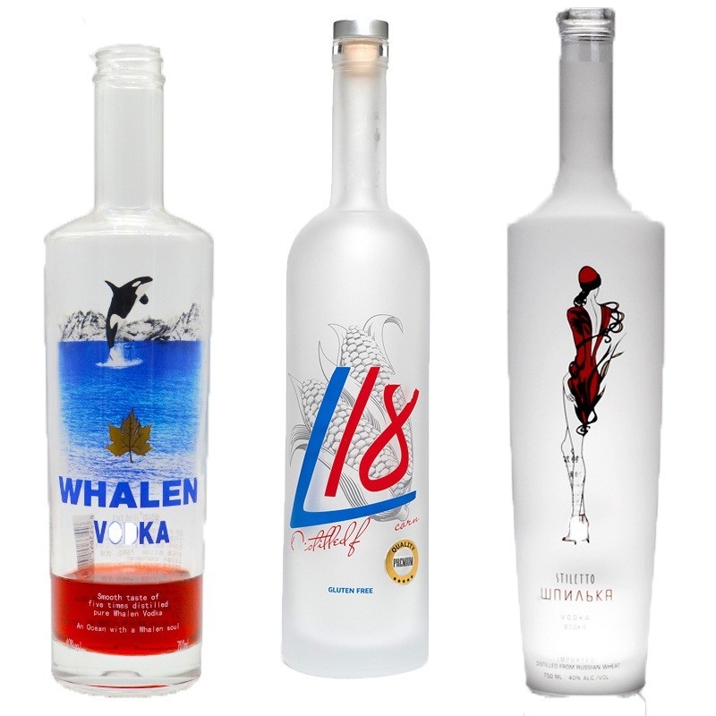 Bouteilles en verre cristallin 700 ml 750 ml 1 litre Gin Whisky Vodka Whiskey Bouteilles de vin pour les boissons alcoolisées