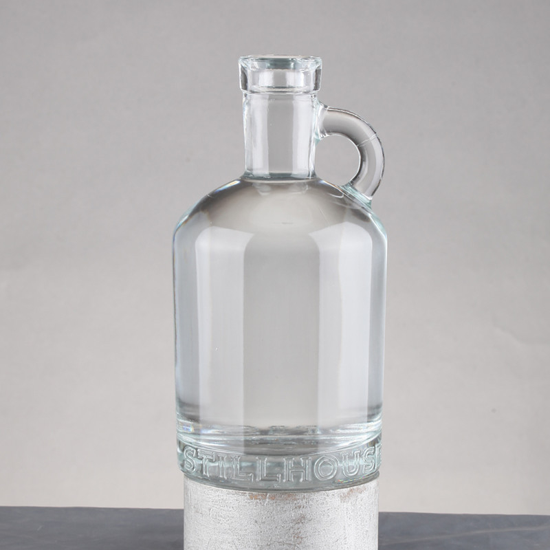 Bouteille en verre avec poignée 500 ml 750 ml Vodka Rum Alcool Whisky Collier en verre