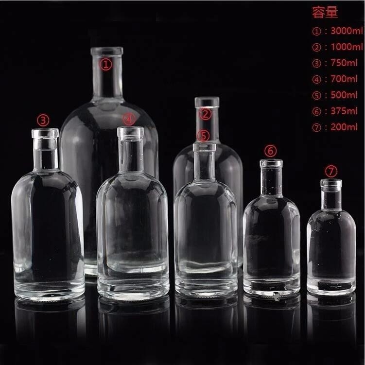 FOB Bouteille de verre vide pour vodka et spiritueux Whisky et vin Capacité 250 ml 500 ml 700 ml 750 ml 1 l