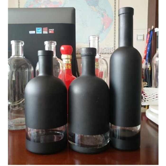 Liquore noir mat Gin Vodka Brandy Bouteille en verre de vin 500 ml 750 ml 700 ml