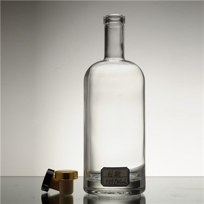 Super Flint 700 ml Bouteille de vodka en verre avec liège OEM/ODM Acceptable Personnalisable