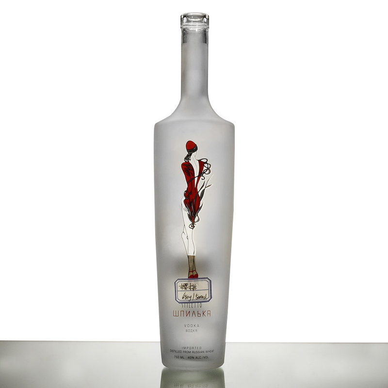 1 litre de surface mate Manœuvre Bouteille d'alcool pour le cognac Gin Whisky Peinture couleur or