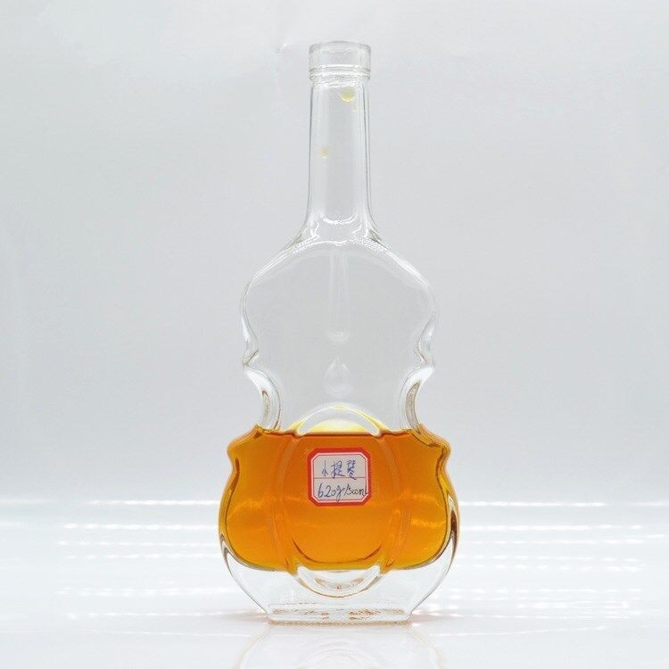 Big Good 700ml 750g Emballage en verre transparent pour bouteille à crâne de violon de forme spéciale