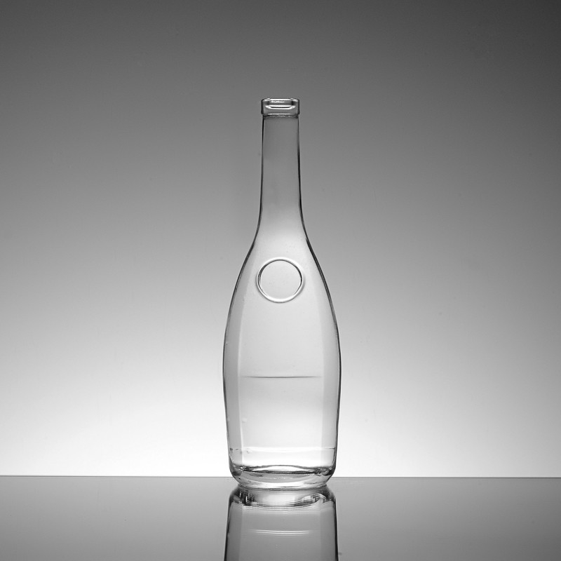 Bouteille en verre à bouchon rond pour 550 ml 700 ml 750 ml de vodka gin rum en forme de cylindre