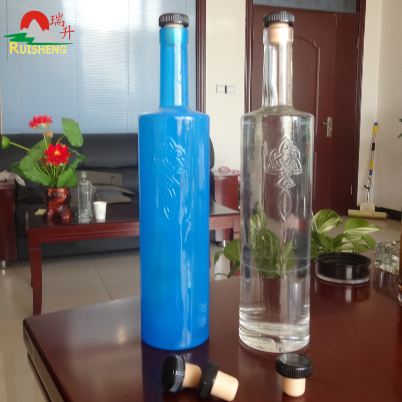 Matériau en verre à haute silex 750 ml Bouteille en verre en forme de cylindre pour alcool liquide
