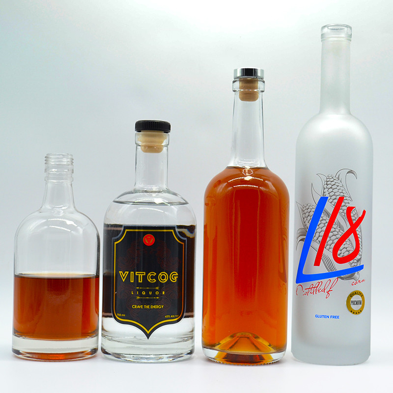 375 ml 200 ml 100 ml Bouteille en verre Gin Whisky Vin Vodka Spiritueux Bouteille en verre avec liège